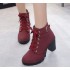 2017 New High Heel Coarse Heel Casual Women's Boots Sponge Cake Thick Bottom Short Boots Round Head 888 Martin Short Boots Wholesale