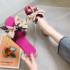 Colorful ribbon bow flat heeled flat bottomed slippers for women in summer, new style for outerwear with floral patterns, wholesale