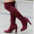 2017 autumn new long boots European and American over the knee boots pointed matte leather thick heel high-heeled boots women's long boots