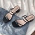 Black thin strap sandals for women with fairy style 2020 new item, mid heel sandals, women's outdoor wear, thick heel, straight strap women's shoes