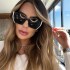 2022 New Fashionable Cat Eye Wide Mirror Leg Sunglasses for Women Ins Foreign Trade Wholesale Sunglasses UV Protection