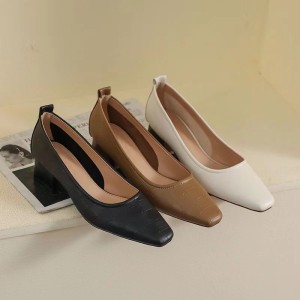 Professional high heels, women's work low heel pointed single shoes, black 2023 new sexy French versatile plus size