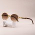 Retro round frame sunglasses for women, UV resistant wood grain adjustable temple sunglasses for men, European and American sunglasses