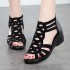 Soft leather Roman sandals for women's summer 2022 new item, soft soled mom shoes, fashionable outerwear women's sandals, wedge heel women's shoes