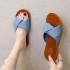 2020 Summer New Collection of 100 Women's Outdoor Slippers, Paired with Korean Edition Cowhide Soft Bottom Cool Dragging One Line Dragging Beach Shoes