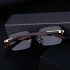 2023 new retro leopard imitation wood grain mirror leg sunglasses for men, frameless and trimmed sunglasses for men, cross-border wholesale