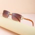 2022 New Retro Imitation Wooden Leg Sunglasses for Women, Fashionable Frameless and Diamond studded Sunglasses for Men, Trendy Box Glasses