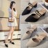 Sharp toe toe, thick heel, cool slippers, half drag sandals, women's summer 2023 new breathable fabric for outdoor wear