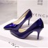 Europe Station Bare Color Stiletto High Heels Pointed Black Work Single Shoes Women's Lacquer Leather Blue Large Shoes Red Wedding Shoes