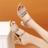 2021 Summer New Korean Sandals Women's Coarse Heel with Open Toe Middle Heel Pair One Shoe Two Wear Coarse Heel Cool Dragging Women's Shoes