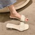 Slippers for women's summer outdoor wear, 2022 new fashionable fairy style crystal thick heel with a square toe and middle heel, cool slippers