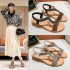 Summer New Roman Thick Bottom Slope and Water Diamond Bohemian Women's Sandals for Students' Casual Lightweight Beach Sandals for Women