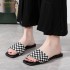 Flat bottomed slippers for women 2022 summer new casual foreign trade chessboard pattern beach one line cool slippers wholesale for women