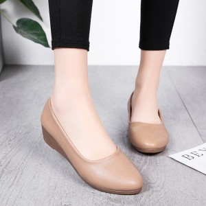 2020 Autumn New Women's Singles Shoes Slope Heel Comfortable Pointed Bean Shoes Mid Heel Work Mom Shoes Trendy