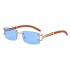 2022 New Retro Imitation Wooden Leg Sunglasses for Women, Fashionable Frameless and Diamond studded Sunglasses for Men, Trendy Box Glasses