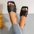 Spot wholesale, foreign trade, plus size square toe straight slippers for women, 2023 summer fashion, women's outdoor wear, sandals, beach shoes