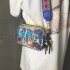 Personalized graffiti camera bag for women 2024 new Korean version fashion trend ins wide shoulder strap crossbody small square bag pu