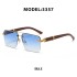 Frameless sliced sunglasses for men's foreign trade sunscreen imitation wood grain sunglasses legs large square sunglasses for women's trendy shapes