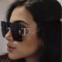 2024 New European and American Fashion Diamond Edged Frameless Sunglasses for Women's Luxury, Large Frame Sunglasses