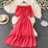 Bali vacation beach dress, fashionable and sexy off shoulder one shoulder dress, elegant temperament, big swing long dress