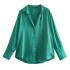 Foreign Trade 2023 Autumn New Women's Clothing European and American Versatile Silk Texture Long Sleeve Shirt for Women