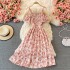 2021 summer new Korean version small fresh floral dress with gentle French style temperament, waist cinching and slimming camisole dress