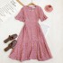 2020 Summer New Sweet Seaside Vacation V-neck Wave Point Strap Large Swing Fork Fish Tail Beach Dress for Women