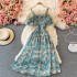 2021 summer new Korean version small fresh floral dress with gentle French style temperament, waist cinching and slimming camisole dress