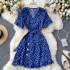 2020 New Summer Sweet Love Printed Trumpet Sleeves with Straightening Waist Short First Love Dress