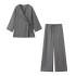 Foreign Trade 2024 Summer New Women's Clothing European and American Style Linen Kimono Cross Coat Pants Set for Women 6078572