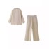 2024 women's cross-border European and American style linen drawstring straight leg pants 5063582+suit jacket women 6046582