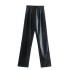 2023 autumn new women's clothing style, high waist versatile, slimming and casual straight tube imitation leather pants