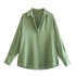 Foreign Trade 2023 Autumn New Women's Clothing European and American Versatile Silk Texture Long Sleeve Shirt for Women