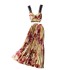 Seaside vacation printed camisole vest strapless top sleeveless two-piece set elegant pleated skirt large swing long skirt