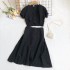 Summer New Retro French Bubble Sleeve V-neck Short Shirt Top+High Waist A-line Skirt Two Piece Set