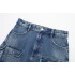 Cross border foreign trade wholesale 2023 sexy personalized pocket decoration high waisted workwear denim skirt