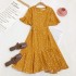 2020 Summer New Sweet Seaside Vacation V-neck Wave Point Strap Large Swing Fork Fish Tail Beach Dress for Women