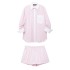 Women's wholesale spring collar striped long sleeved shirt+high waisted shorts casual set 3152001 6929419