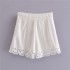 Foreign Trade 2024 European and American Summer New Style Fashionable Fresh Elastic High Waist slimming White Crochet Shorts for Women