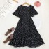 2020 Summer New Sweet Seaside Vacation V-neck Wave Point Strap Large Swing Fork Fish Tail Beach Dress for Women