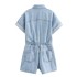 2024 summer new women's clothing European and American style lapel short sleeved pocket with denim short jumpsuit 4979036