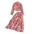 Summer chiffon dopamine queen pure desire fashion set, women's printed loose pleated shirt, hanging high waisted long skirt