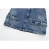 Cross border foreign trade wholesale 2023 sexy personalized pocket decoration high waisted workwear denim skirt