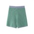 2024 New Women's Loose Knitted Polo Shirt Collar Top High Waist Knitted Shorts Set 6427041