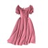 2020 New Summer Dress with Mushroom Edge One Piece Neck Bubble Sleeves, Careful Machine Lace, Retro Dress, Summer