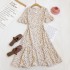 2020 Summer New Sweet Seaside Vacation V-neck Wave Point Strap Large Swing Fork Fish Tail Beach Dress for Women