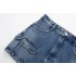 Cross border foreign trade wholesale 2023 sexy personalized pocket decoration high waisted workwear denim skirt