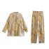 2023 Spring New Tie Dyeing Silk Texture Printed Shirt Set with Middle Waist Straight Leg Pants for Foreign Trade