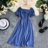 2020 New Summer Dress with Mushroom Edge One Piece Neck Bubble Sleeves, Careful Machine Lace, Retro Dress, Summer