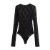 81132- Autumn New Women's Clothing European and American Mesh Lace Bottom Shirt+Split Design Lace leggings Set